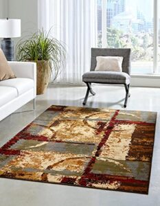 unique loom barista collection area rug - catuai (5' 1" x 8' rectangle, multi/ brown)