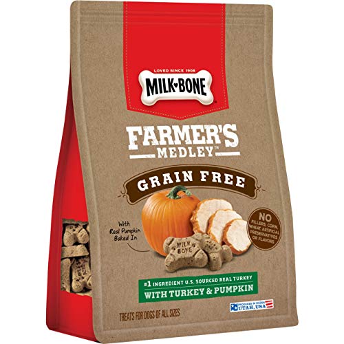 Milk-Bone Farmer's Medley Dog Treats, Turkey & Pumpkin, Brown,12 Ounces (Pack of 4), Grain Free