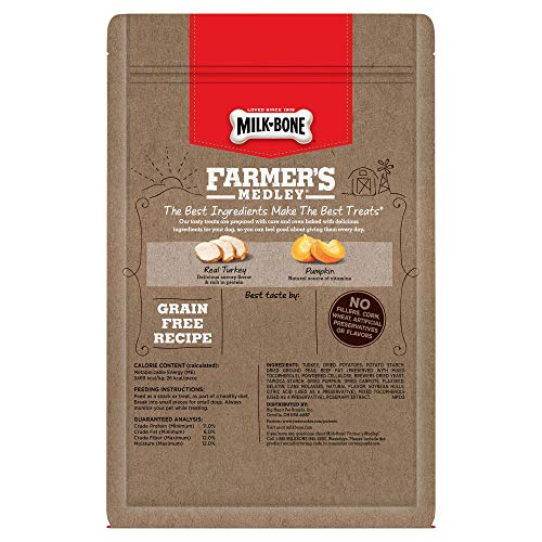 Milk-Bone Farmer's Medley Dog Treats, Turkey & Pumpkin, Brown,12 Ounces (Pack of 4), Grain Free