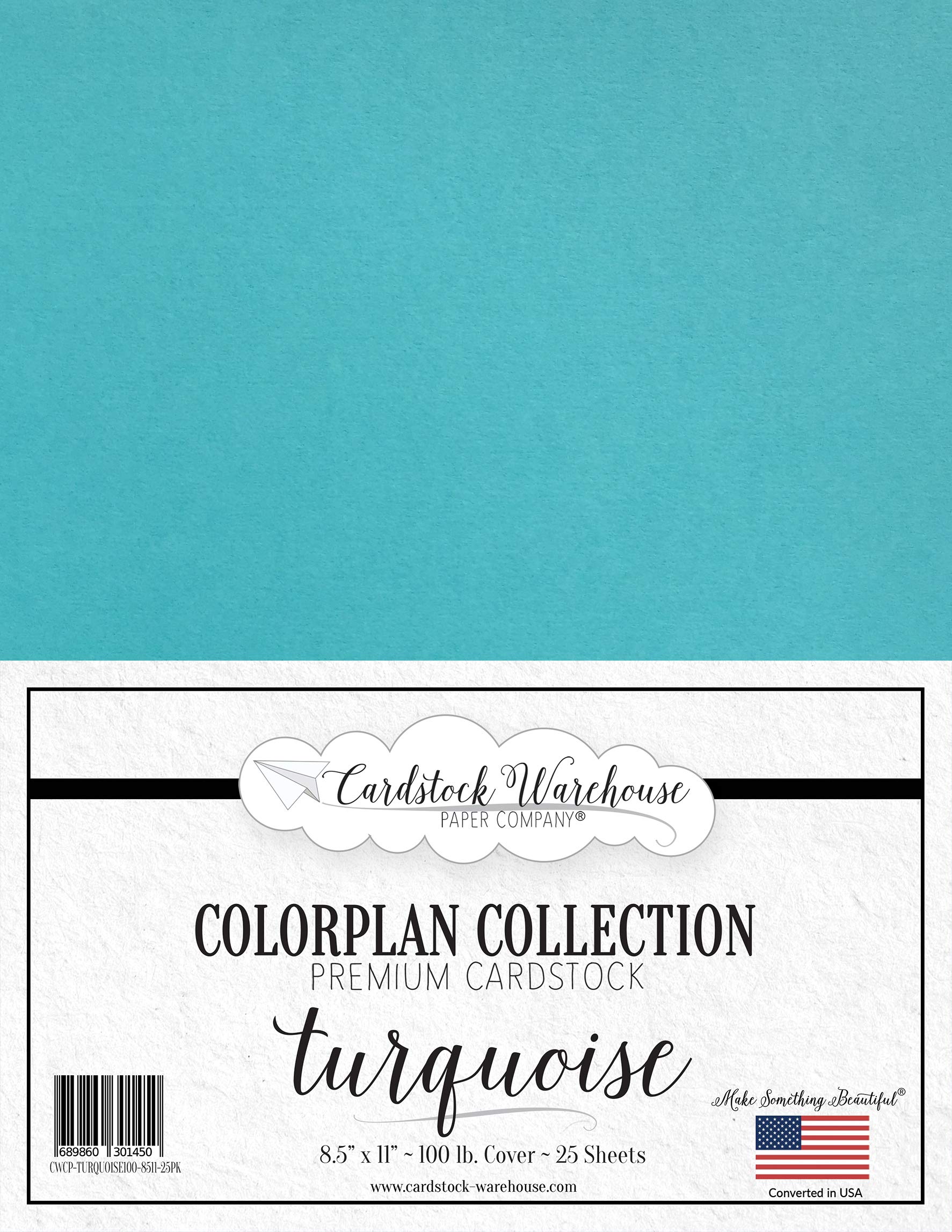 Colorplan Turquoise Blue Cardstock Paper - 8.5 X 11 Inch Premium Matte 100 Lb. Heavyweight - 25 Sheets from Cardstock Warehouse