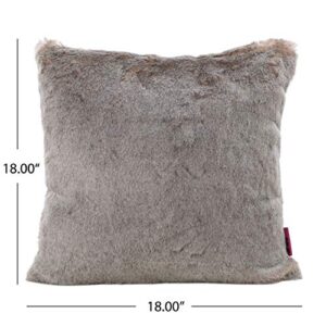 GDF Studio Ellison Faux Fur Throw Pillow, Light Brown