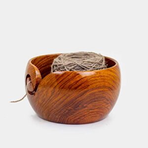 Nagina International Premium Rosewood Crafted Wooden Portable Yarn Bowl | Knitting Bowls | Crochet Holder (Set of 3)