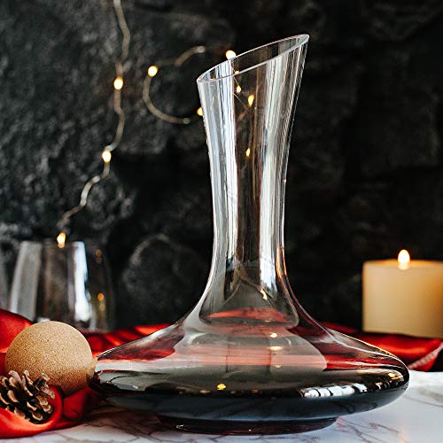 BTaT- XL Decanter with Drying Stand, Stopper, Brush and Beads, Hand Blown Crystal Glass, Wine Decanter, Wine Carafe, Wine Accessories, Red Wine Decanter, Wine Gift