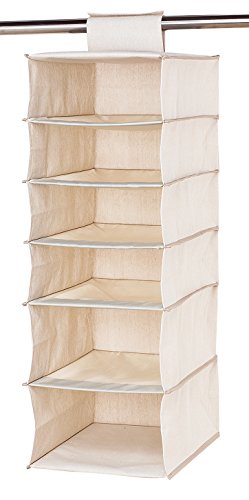 Astro 6-Shelf Hanging Closet Organizer, Collapsible Hanging Closet Shelves, Hanging Organizer for Closet, Natural, 600-11