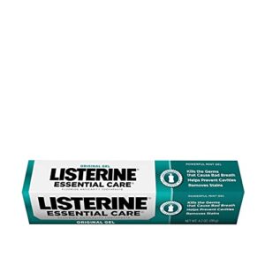 Listerine Essential Care Original Gel Fluoride Toothpaste, Prevents Bad Breath and Cavities, Powerful Mint Flavor for Fresh Oral Care, 4.2 oz