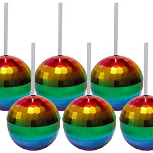 Six Rainbow Disco Ball Cups - Set of Six