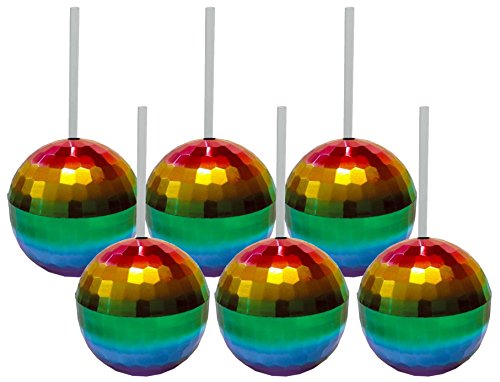 Six Rainbow Disco Ball Cups - Set of Six