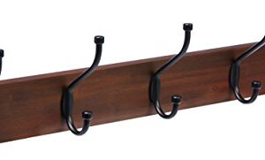 Amazon Basics Wall-Mounted Farmhouse Coat Rack, 5 Hook, Light Walnut