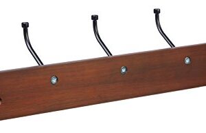 Amazon Basics Wall-Mounted Farmhouse Coat Rack, 5 Hook, Light Walnut