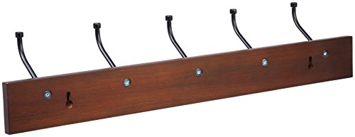 Amazon Basics Wall-Mounted Farmhouse Coat Rack, 5 Hook, Light Walnut