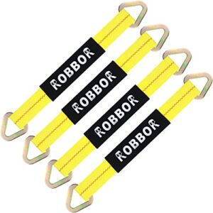 axle straps 10000 lbs break strength 3335 lbs working load yellow car axle tie down straps for securing car transport hauler tow truck 4x4 off-road straps（36 inch）