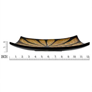 AeraVida Handcarved Flower or Burst 2-Tone Stained Rectangular Shaped Wooden Serving Bowl or Tray for Tropical Chic Home Décor & Kitchen Accessories