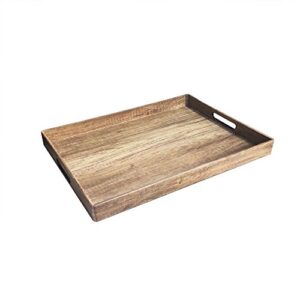 american atelier, poplar finish serving tray with handles, brown