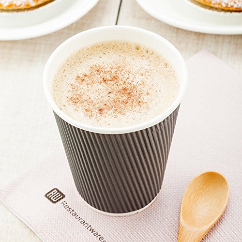 500-CT Disposable Gray 12-OZ Hot Beverage Cups with Ripple Wall Design: No Need for Sleeves - Perfect for Cafes - Eco-Friendly Recyclable Paper - Insulated - Wholesale Takeout Coffee Cup