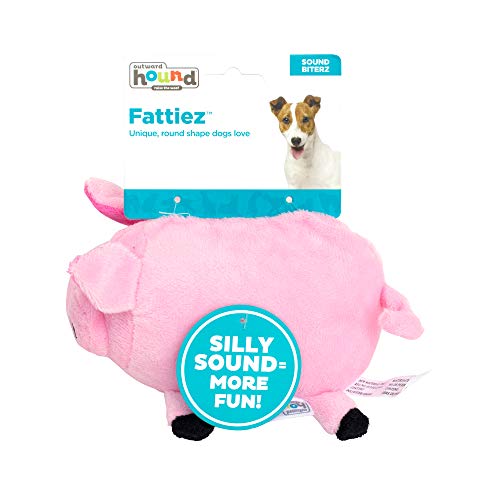 Outward Hound Fattiez Pig Plush Squeaky Dog Toy, Small