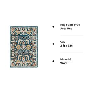 SAFAVIEH Antiquity Collection 2' x 3' Dark Blue/Multi AT64B Handmade Traditional Oriental Premium Wool Accent Rug