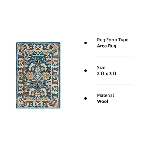 SAFAVIEH Antiquity Collection 2' x 3' Dark Blue/Multi AT64B Handmade Traditional Oriental Premium Wool Accent Rug