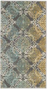 safavieh evoke collection 2'2" x 4' grey/ivory evk230d medallion damask non-shedding living room bedroom accent rug
