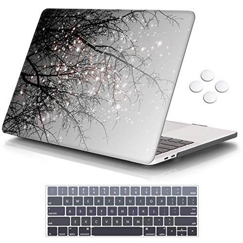 iCasso Compatible with MacBook Pro 13 inch Case 2022 2021-2016 Release A2338M2/M1/A2251/A2289/A2159/A1706/A1708, Plastic Hard Shell Case with 5 Rows Keyboard Cover for MacBook Pro 13" - Gray Tree