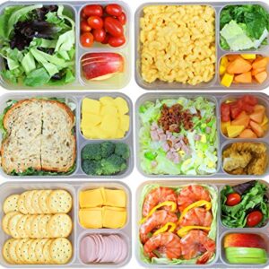 6 Pack - SimpleHouseware Color Reusable 3-Compartment Meal Prep Container Boxes (36 ounces)