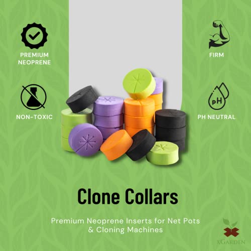 xGarden Neoprene Clone Collars - 120 Pack Cloning Collars, 2" Inch, Multi-Color - DIY Foam Cloner Inserts for Net Pots, Hydroponics, Aeroponics