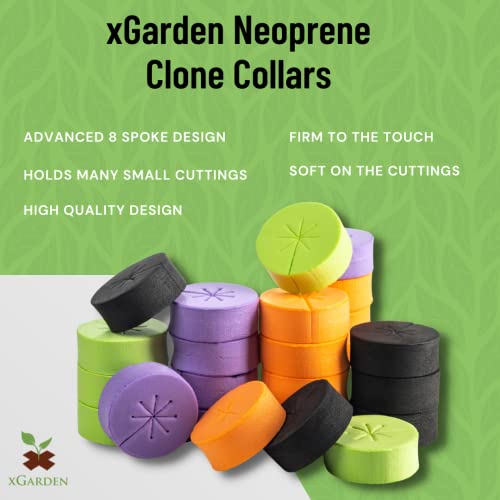 xGarden Neoprene Clone Collars - 120 Pack Cloning Collars, 2" Inch, Multi-Color - DIY Foam Cloner Inserts for Net Pots, Hydroponics, Aeroponics