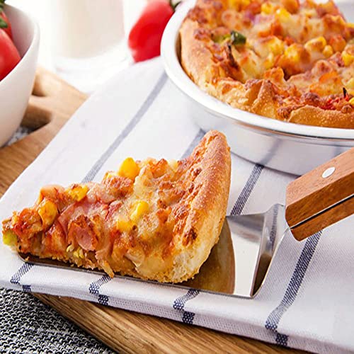 10 Pack Pie Server Wooden Handle Pizza Cake Holder Transfer Triangular Spade Spatula Shovel Stainless Steel