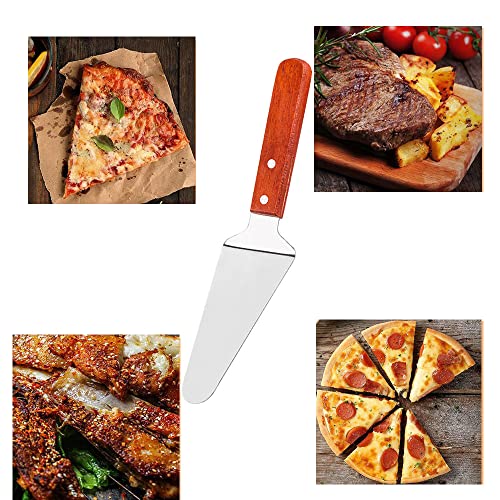 10 Pack Pie Server Wooden Handle Pizza Cake Holder Transfer Triangular Spade Spatula Shovel Stainless Steel