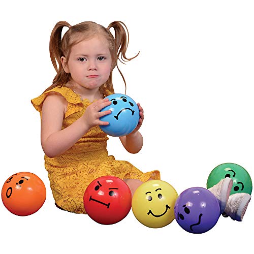 Constructive Playthings Express Your Feelings Soft Vinyl Balls, Therapy Toys for All Ages, Alternative to Feelings Chart, Vinyl Balls, Indoor Use Only, Set of 6