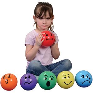 Constructive Playthings Express Your Feelings Soft Vinyl Balls, Therapy Toys for All Ages, Alternative to Feelings Chart, Vinyl Balls, Indoor Use Only, Set of 6