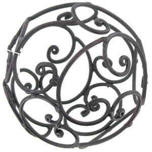 black iron decorative sphere with open swirl