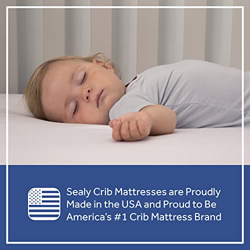 Sealy OptiCool Dual Firm Cool Gel Memory Foam Waterproof Baby Crib Mattress and Toddler Mattress, Sustainable and Breathable Cover, Greenguard Air Quality Certified - Made in USA, 52"x28"