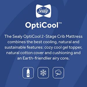 Sealy OptiCool Dual Firm Cool Gel Memory Foam Waterproof Baby Crib Mattress and Toddler Mattress, Sustainable and Breathable Cover, Greenguard Air Quality Certified - Made in USA, 52"x28"