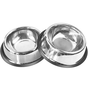 mlife stainless steel dog bowl with rubber base for small/medium/large dogs, pets feeder bowl and water bowl perfect choice (set of 2)