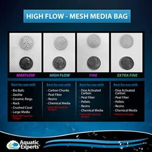 Aquatic Experts High Flow Mesh Filter Media Bags - Aquatic Bags for Filter Media (High Flow, 3" x 8" - 4 Pack)