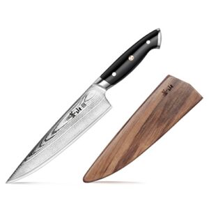 cangshan z series 62731 high carbon x-7 damascus steel forged chef knife with walnut sheath, 8-inch
