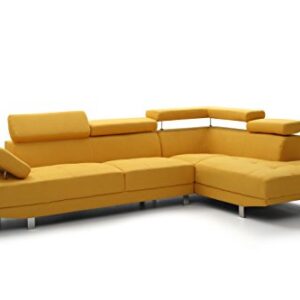 Glory Furniture Riveredge , Yellow Sectional (2 Boxes), 28"H X 109"W X 34"D,