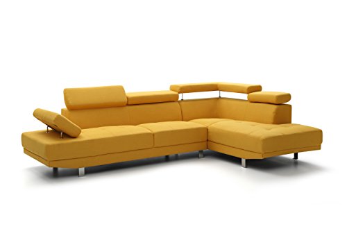 Glory Furniture Riveredge , Yellow Sectional (2 Boxes), 28"H X 109"W X 34"D,