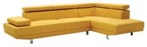 glory furniture riveredge , yellow sectional (2 boxes), 28"h x 109"w x 34"d,