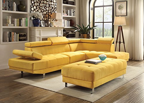 Glory Furniture Riveredge , Yellow Sectional (2 Boxes), 28"H X 109"W X 34"D,