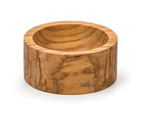 rsvp international olive wood condiment pinch bowl, 3" | rustic, natural authentic italian olive wood | classic style for kitchens, tables, & more | functional for salts, peppers, & herbs