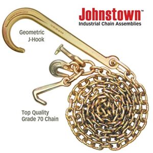 Johnstown Tow Chain with 15 Inch Forged J Hook and GTJ Cluster - Grade 70 Chain - 10 Foot - 4,700 Pound Safe Working Load