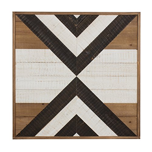 Kate and Laurel Baralt Shiplap Wood Plank Art, Black, White and Rustic Brown