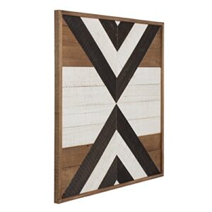 Kate and Laurel Baralt Shiplap Wood Plank Art, Black, White and Rustic Brown