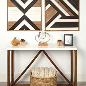 Kate and Laurel Baralt Shiplap Wood Plank Art, Black, White and Rustic Brown