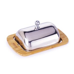 mercier bamboo butter dish with stainless steel lid