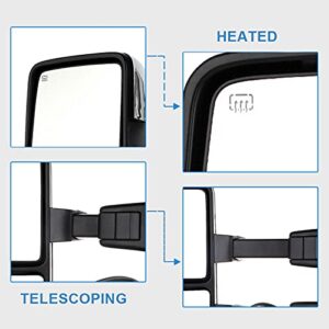 ECCPP Towing Mirror Replacement fit for 1999-2007 for Ford for F250 for F350 F450 F550 Super Duty Towing Mirrors Power Heated Turn Signal Light Pair Set Mirrors Chrome Cover Driver and Passenger Side