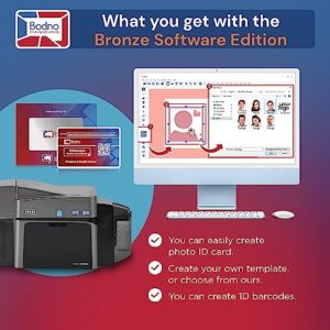 Fargo DTC1250e Dual Sided ID Card Printer & Complete Supplies Package with Bronze Edition Bodno Software