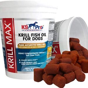 Krill Oil for Dogs Omega Bites - Fish Oil for Dogs - Dog Shedding Supplement - Deshedding Vitamins Anti Itch Omega Chews Krill Oil Dog Chews Antioxidant for Shed Control Omega 3 6 9 for Dogs