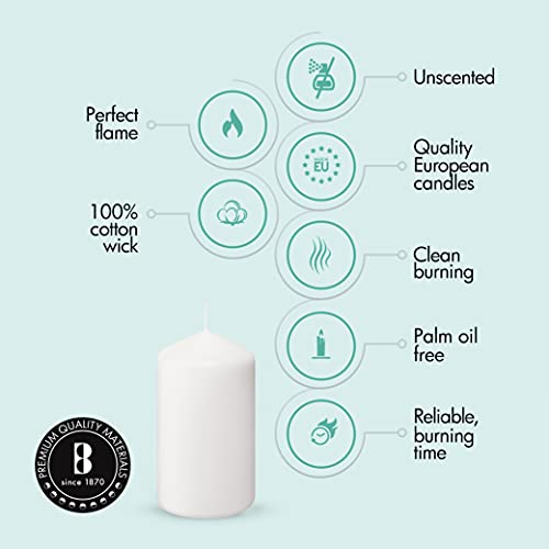 BOLSIUS Set of 6 White Pillar Candles - 3x6 inch Unscented 65 Hour Long Lasting Candles - Dripless Clean Burning Smokeless Dinner Candle - Perfect for Wedding Candles, Parties and Special Occasions